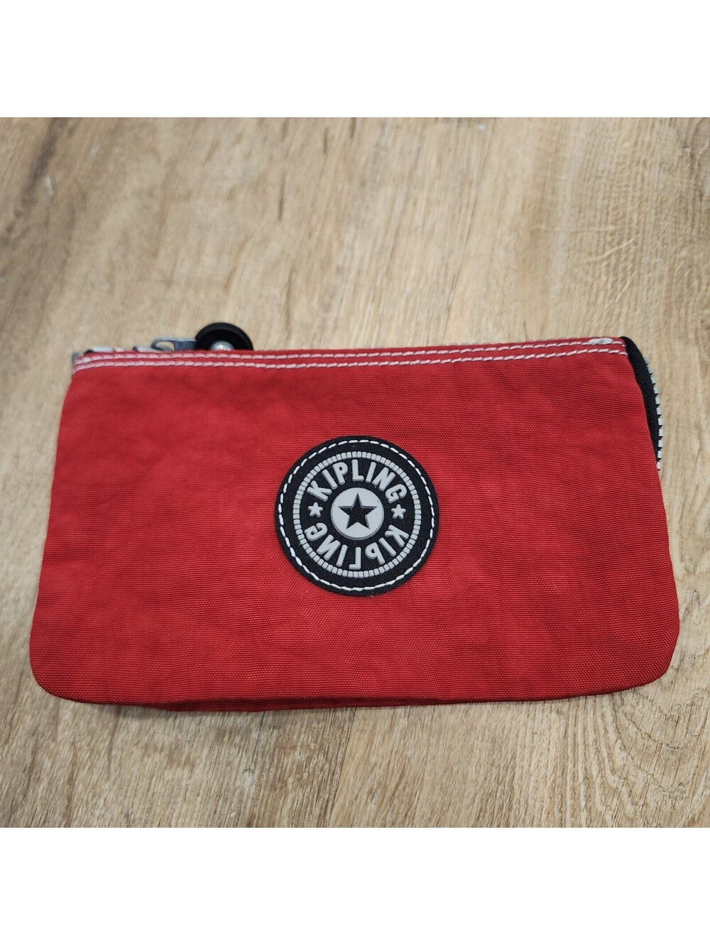 Kipling Creativity Large Pouch Wallet Organizer Red Double Zip 5 Pockets